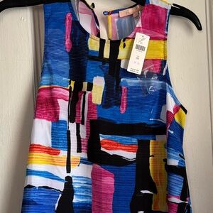 Anthropologie Blue Motif Sleeveless Blouse